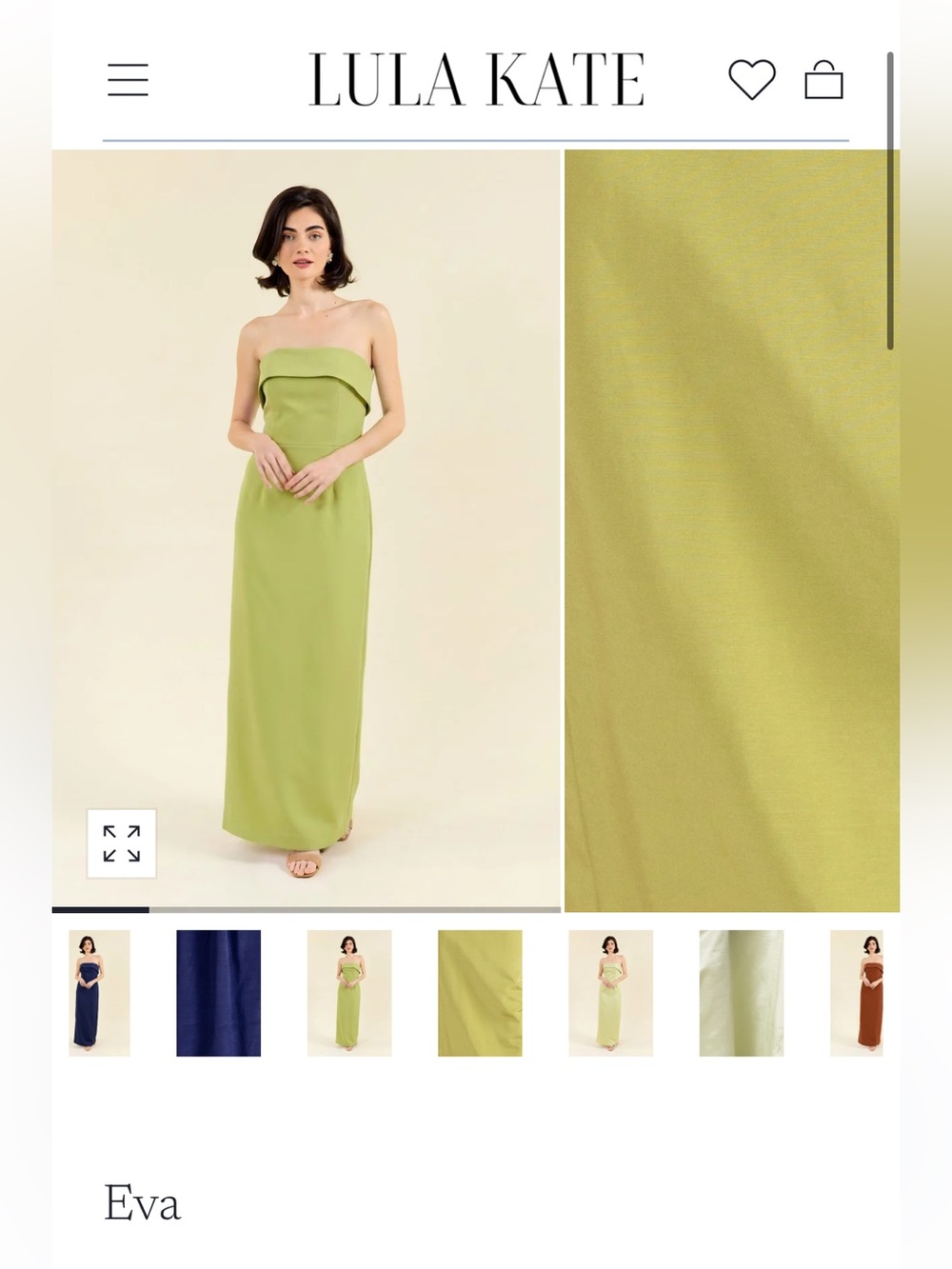 Lula Kate Eva Strapless Bridesmaid Dress - Green Fern Bengaline